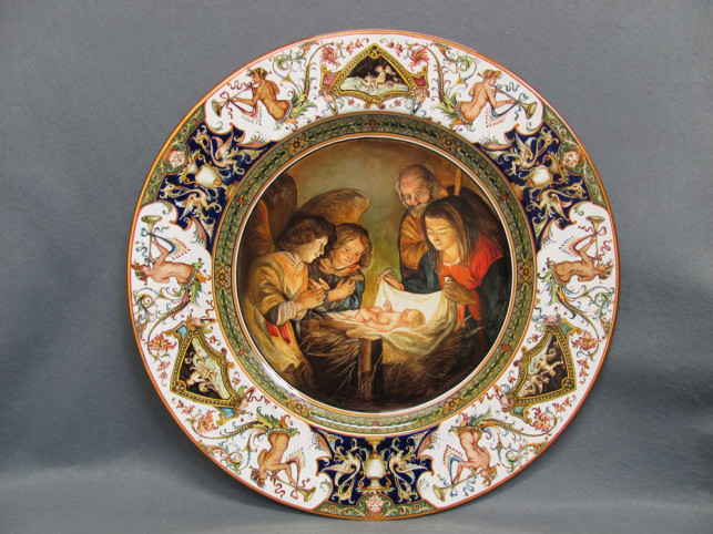 Piatto con Natività. Ceramiche Laura Silvagni - La Vecchia Faenza