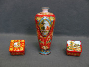 Vaso e scatole Raffaellesco, ceramica di Faenza
