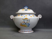 Zuppiera con Cupido alato, ceramica di Faenza stile Compendiario