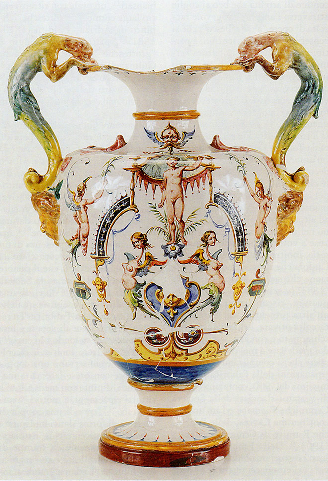 anfora decorata in stile Raffaellesco - Faenza, Fabbrica A. Farina, 1883