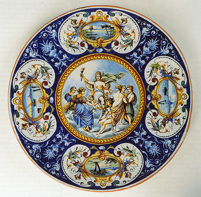 piatto stile storicistico raffaellesco - Faenza, Fabbrica Treré, fine XIX secolo
