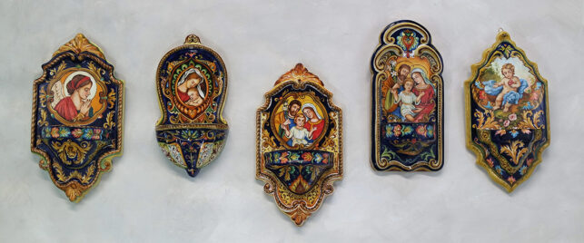 acquasantiere raffaellesche in ceramica - pezzi unici