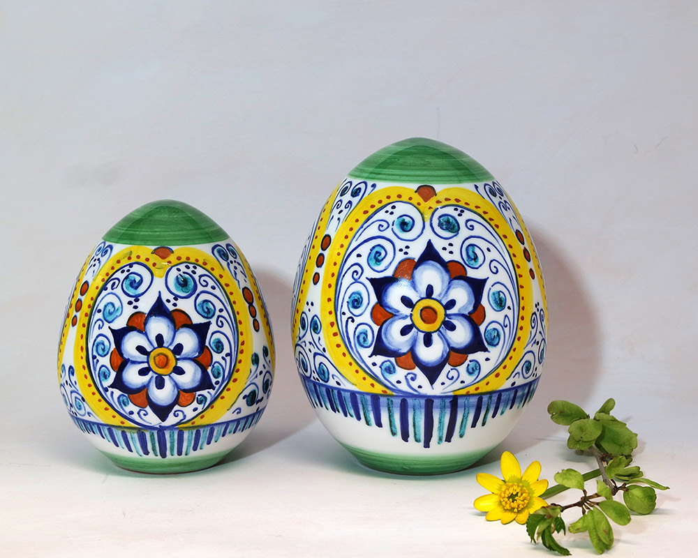 green ceramic palmette easter egg