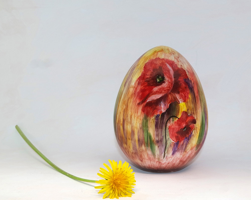 ceramic poppy Easter egg