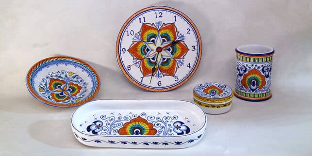 decorazione a Occhio di Penna di Pavone ceramiche di Faenza per la casa e l'ufficio - decoro Pavona