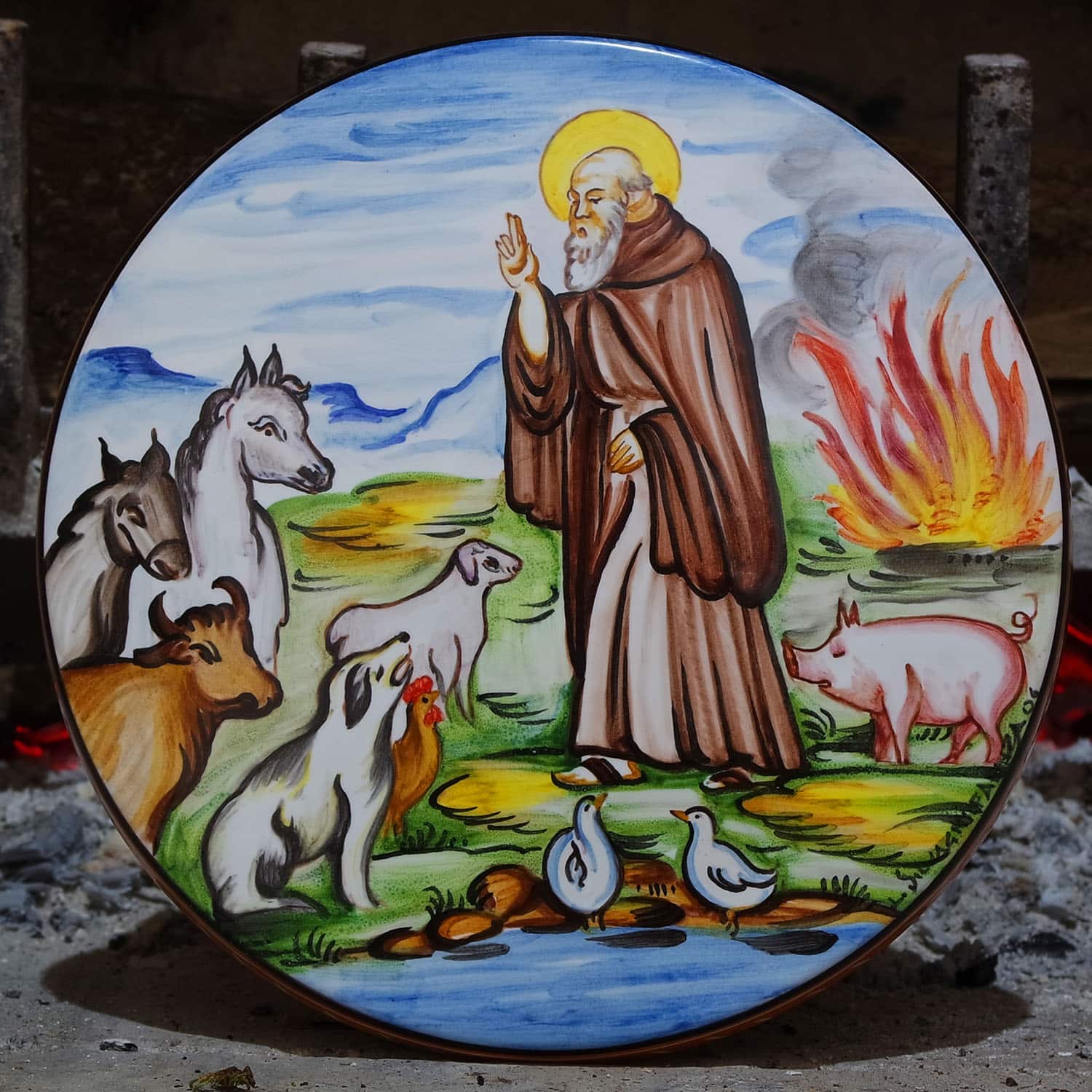 ceramica con Sant'Antonio Abate - La Vecchia Faenza