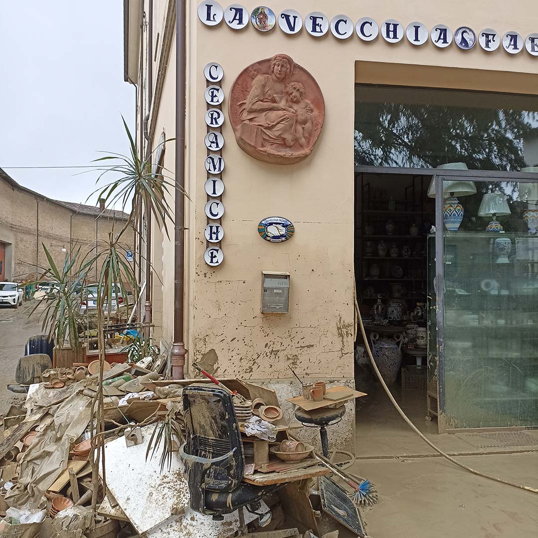 the entrance to La Vecchia Faenza during the 2023 flood clearance works