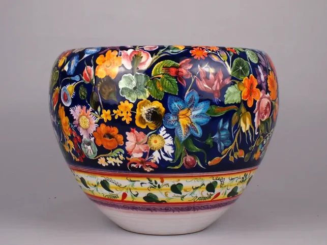 portavaso ceramica a fiori, ceramica di Faenza